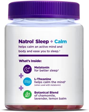 Natrol Sleep+ Calm, Drug Free Sleep Aid Supplement, Calm an Active Mind, Ease to Sleep, 60 Strawberry Flavored Gummies - Image 7