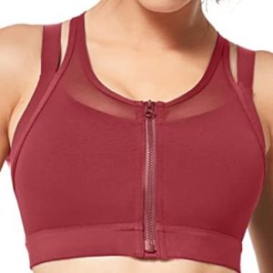 Yvette High Impact Women Sports Bra Front Closure Double Deck Mesh Running Bra for Plus Size for Plus Size