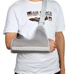 Reversible Medical Arm Sling Support for Men & Women, Arm Sling Immobilizer for Shoulder Injury, Rotator Cuff Surgery ,Elbow Injury Wrist Injury, Aluminum Sheet Support, Breathable, Adjustable Fit 18-24in Elbow-to-Shoulder Spacing, Unisex Gray