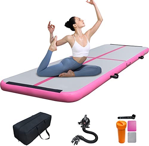 Jospolf Air Tumbling Mat Tumble Track,10ft/13ft/16ft/20ft Inflatable Gymnastics Air Mat for Gymnastics Training/Home Use/Yoga/Water Gymnastics Track With Pump