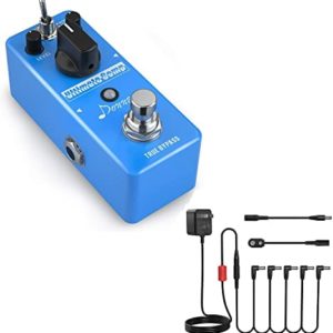 Donner Compressor Pedal & DPA-100 Guitar Pedal Power Supply Adapter 9V DC 1A Tip Negative 5 Way Daisy Chain Cables for Effect Pedal