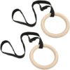 SUNGOOYUE 1 Pair of Adjustable Buckle Straps, 330-Pound Wooden Belt Gymnastics Rings, Pull-Up Training Rings, Suitable for Fitness - Image 2