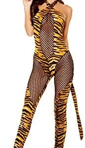 Roma Costume 3 Piece Women Sexy Roleplay Party Wear Here Kitty Kitty Black/Orange - Small