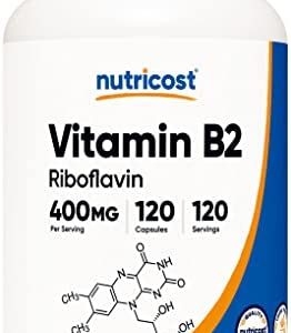 Nutricost Vitamin B2 (Riboflavin) 400mg, 120 Capsules - Gluten Free, Non-GMO