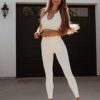 QINSEN Workout Outfits for Women 2 Piece Ribbed Seamless Crop Tank High Waist Yoga Leggings Sets - Image 2