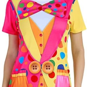 Funny World Women's Clown T-Shirt Graphic Short Sleeve Halloween Costume