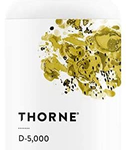 Thorne Vitamin D-5000 - Vitamin D3 Supplement - 5,000 IU - Support Healthy Bones, Teeth, Muscles, Cardiovascular, and Immune Function - NSF Certified for Sport - Dairy-Free, Soy-Free - 60 Capsules