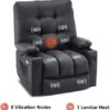 MCombo Large Power Swivel Glider Rocker Recliner Chair with Massage and Heat for Nursery and USB Ports, Cup Holders and Pockets, Faux Leather 7748 (Black, Large) - Image 6