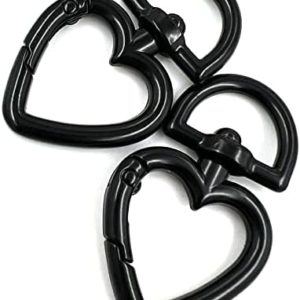 YIXI-SBest 6 Pcs 3/4 inch Heart Shape Swivel Buckles Heavy Duty Metal Push Gate Swivel Lobster Clasp Keychain Clip Trigger Spring Keyring Buckle for Purse Making Accessories (Black×6pc)