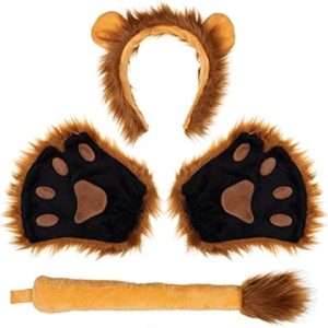 FRCOLOR Ears and Tail Set Plush Ears Headband Tail and Collar Paws Accessories Halloween Costume for Kids and Adults