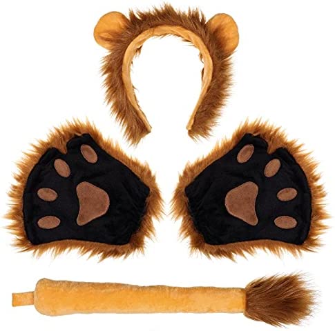 FRCOLOR Ears and Tail Set Plush Ears Headband Tail and Collar Paws Accessories Halloween Costume for Kids and Adults