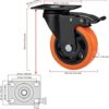 Casters, 4" Caster Wheels，Casters Set of 8 Heavy Duty - ASRINIEY Orange Polyurethane Castors, Top Plate Swivel Wheels, 8-Pack Industrial Casters with Brake, Locking Casters for Furniture and Workbench - Image 6