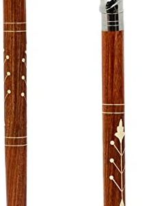 Premium Chromed Deluxe Walking Sticks | Rosewood Crafted Walking Cane with Solid Brass Chrome Decorative Bars | Walking Canes & Crutches | Nagina International (Crane Hook, 36 Inches)