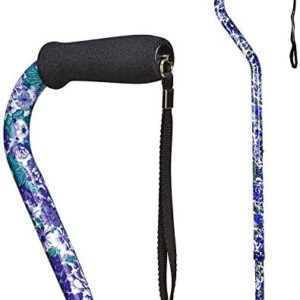 DMI Walking Cane and Walking Stick for Men and Women, Lightweight and Adjustable, FSA HSA Eligible, Supports up to 250 lbs with Ergonomic Soft Foam Offset Hand Grip and Wrist Strap, Purple Flower