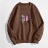 Oversized Sweatshirt for Women Casual Vintage Top Butterfly Print Drop Shoulder Pullover Long Sleeve Crew Neck Blouse - Image 2