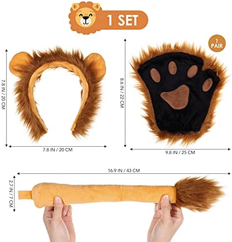 FRCOLOR Ears and Tail Set Plush Ears Headband Tail and Collar Paws Accessories Halloween Costume for Kids and Adults - Image 5