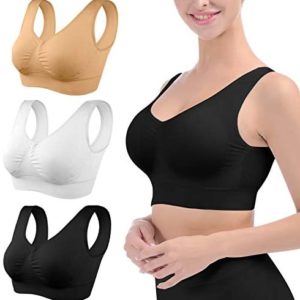 Womens Sports Bras, Yoga Comfort Seamless Stretchy Sports Bra for Women 3 Pack