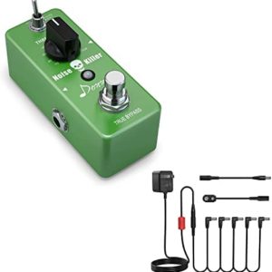 Donner Noise Gate Pedal & DPA-100 Guitar Pedal Power Supply Adapter 9V DC 1A Tip Negative 5 Way Daisy Chain Cables for Effect Pedal