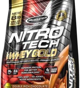Whey Protein Powder | MuscleTech Nitro-Tech Whey Gold Protein Powder | Whey Protein Isolate Smoothie Mix | Protein Powder for Women & Men | Chocolate Protein Powder, 8 lbs (109 Servings)