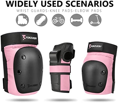 Forzueby Adult/Kids Knee Pads Elbow Pads Wrist Guards 6 in 1 Protective Gear Set for Inline Roller Skating Skateboarding Scooter BMX etc. - Image 4