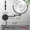 Gospire 9” Wall Mounted Lighted Makeup Vanity Mirror with 3 Color Lights & Stepless Dimming, 1X/10X Magnifying LED Double Sided Bathroom Touch Sensor Extendable Arm 360° Swivel Shaving Cosmetic Mirror - Image 6