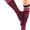 Women's 3 Pairs Purple Anti Skid Non Slip Odor Control Grips Compression Knee High Yoga Pilate Fitness Socks Stocking,Size 5-10 - Image 3