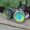 Mood Ring DAISY CHAIN 10mm ROUND in solid Sterling Silver with GLASS Mood 10mm Mood Ring - Image 7