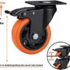 Casters, 4" Caster Wheels，Casters Set of 8 Heavy Duty - ASRINIEY Orange Polyurethane Castors, Top Plate Swivel Wheels, 8-Pack Industrial Casters with Brake, Locking Casters for Furniture and Workbench - Image 3