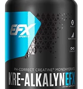 EFX Sports Kre-Alkalyn | PH-Correct Creatine Monohydrate | Multi-Patented Formula, Gain Strength, Build Muscle & Enhance Performance - 120 Capsules / 60 Servings
