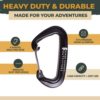 Hiker Hunger Heavy Duty Caribeaner Clip - D Rings Caribeener Clip - Large Carribener Clip Heavy Duty Hammock Carabiner Clips, Carabiner Clip for Keys or Carabiner Keychain - Black - Image 2