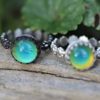 Mood Ring DAISY CHAIN 10mm ROUND in solid Sterling Silver with GLASS Mood 10mm Mood Ring - Image 5