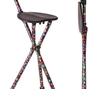 Switch Sticks Walking Stick, Walking Cane, Cane Chair, Quad Cane and Folding Cane with Seat is 34 Inches Tall, FSA and HSA Eligible, Supports Up to 220 Pounds, Bubbles