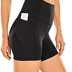 CRZ YOGA Women's Naked Feeling Biker Shorts - 5 Inches High Waisted Gym Running Compression Spandex Shorts Side Pockets