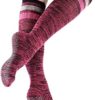 Women's 3 Pairs Purple Anti Skid Non Slip Odor Control Grips Compression Knee High Yoga Pilate Fitness Socks Stocking,Size 5-10 - Image 4