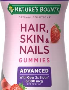 Nature's Bounty Optimal Solutions Advanced Hair, Skin & Nails Gummies, Strawberry, 80 count