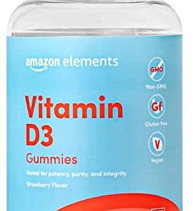 Amazon Elements Vitamin D3 50mcg, 60 Gummies, NSF & KOSHER Certified