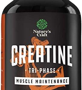 Tri Phase Creatine Pills 5g - Muscle Mass Gainer and Muscle Recovery Creatine HCL Pyruvate and Creatine Monohydrate Pills - Optimal Creatine Pre Workout for Women and Men No Caffeine Muscle Builder
