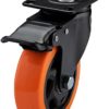 Casters, 4" Caster Wheels，Casters Set of 8 Heavy Duty - ASRINIEY Orange Polyurethane Castors, Top Plate Swivel Wheels, 8-Pack Industrial Casters with Brake, Locking Casters for Furniture and Workbench - Image 2
