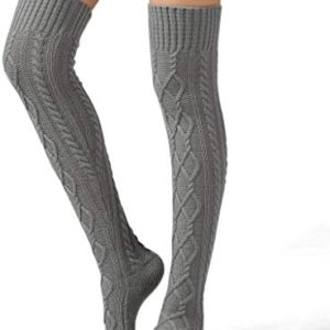 Pareberry Women's Winter Soft Over the Knee High Cable Boot Socks Knit Long Leg Warmers