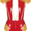 LiiYii Women's Ringmaster Costume Ringleader Bodysuit Circus Trainer Halloween Dress up Jumpsuit - Image 2