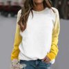 FAMOORE under $10 Women Raglan Crewneck Tops Gradient Solid Print Sweatshirts Top Long Sleeve Color Block Festive - Image 2