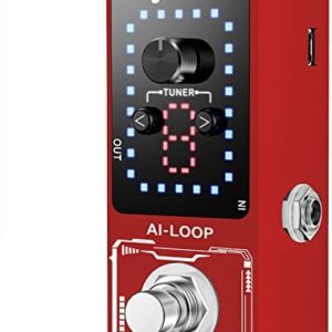 Guitar Looper Pedal with Tuner 9 Loops Effect Pedal with USB Cable for Electric Guitar Bass for 40 Minutes Recording Time
