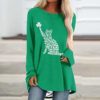 Womens Polyester T Shirts Womens Saint Patricks Day Large Loose Round Neck Long Sleeve T Shirt Top Boyfriend Tunic - Image 3