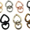 YIXI-SBest 6 Pcs 3/4 inch Heart Shape Swivel Buckles Heavy Duty Metal Push Gate Swivel Lobster Clasp Keychain Clip Trigger Spring Keyring Buckle for Purse Making Accessories (Black×6pc) - Image 5