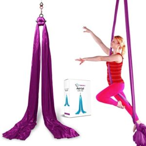 TURBONICE Aerial Silk Cloths- 10 Meters/10.9 Yards Silk Yoga Set-Daisy Chain Clips-Carabiners-Swivel-Figure 8 Descender-Indoor/Outdoor- Multi Colors