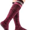 Women's 3 Pairs Purple Anti Skid Non Slip Odor Control Grips Compression Knee High Yoga Pilate Fitness Socks Stocking,Size 5-10 - Image 5