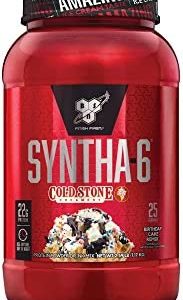 BSN Syntha-6 Whey Protein Powder, Cold Stone Creamery- Birthday Cake Remix Flavor, Micellar Casein, Milk Protein Isolate Powder, 25 Servings