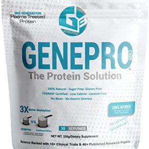 Genepro Unflavored Protein Powder - New Formula - Lactose-Free, Gluten-Free, & Non-GMO Whey Isolate Supplement Shake (3rd Generation, 30 Servings)