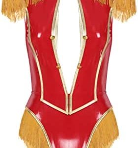 LiiYii Women's Ringmaster Costume Ringleader Bodysuit Circus Trainer Halloween Dress up Jumpsuit