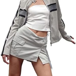 Running Track Jacket for Women Hoodless Full-zip Stand Collar Long Sleeve Sweatshirts Slim Fit Outdoor Recreation Coat
